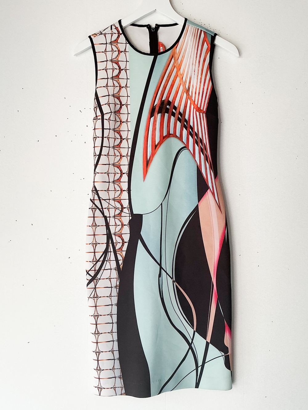 Clover Canyon Abstract Geometric Print Sleeveless Scuba Midi Dress Size M